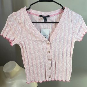 Knit Button Down Crop Top